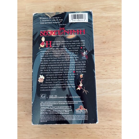The Secret Of NIMH VHS Vintage 1982 Animated Movie Classic Film - Picture 4 of 4
